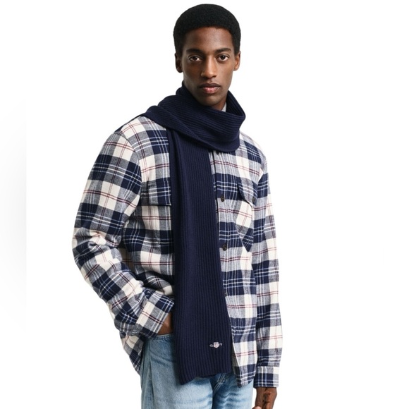 Grant Mens 100% Lambs WoolEssential Knitted Scarf Navy Blue - Picture 1 of 5